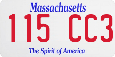 MA license plate 115CC3