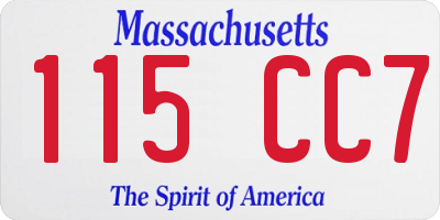 MA license plate 115CC7