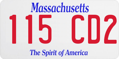 MA license plate 115CD2