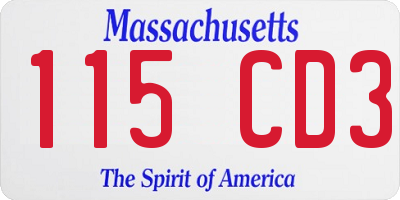 MA license plate 115CD3