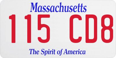MA license plate 115CD8