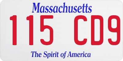 MA license plate 115CD9