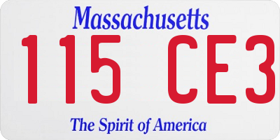 MA license plate 115CE3