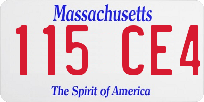 MA license plate 115CE4