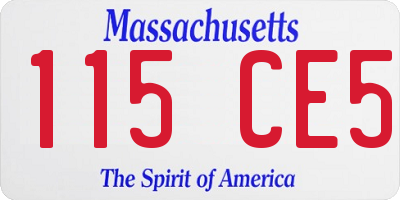MA license plate 115CE5