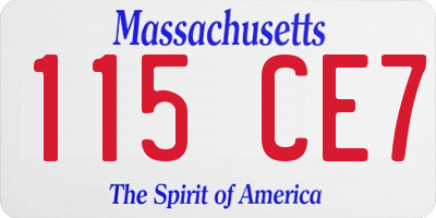 MA license plate 115CE7