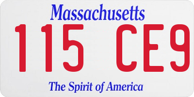 MA license plate 115CE9