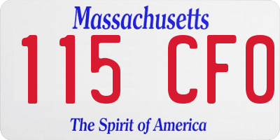 MA license plate 115CF0