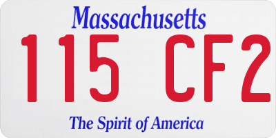 MA license plate 115CF2