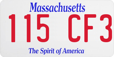 MA license plate 115CF3