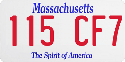 MA license plate 115CF7