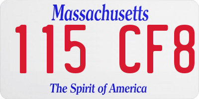 MA license plate 115CF8