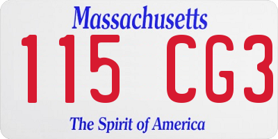 MA license plate 115CG3
