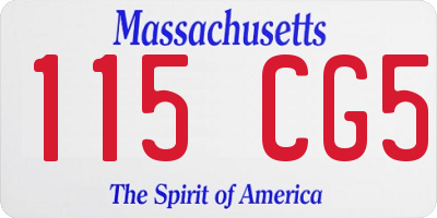 MA license plate 115CG5
