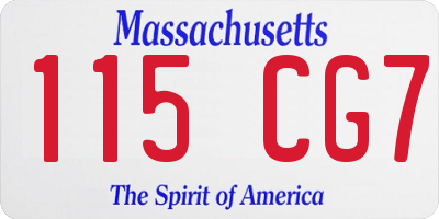 MA license plate 115CG7
