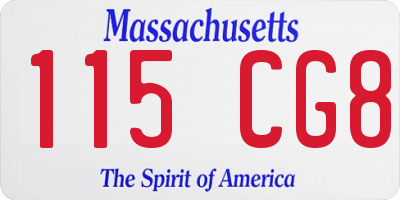 MA license plate 115CG8