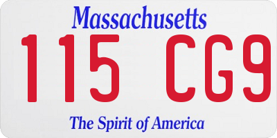 MA license plate 115CG9