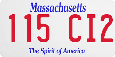 MA license plate 115CI2