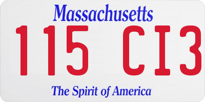 MA license plate 115CI3