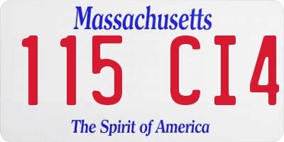 MA license plate 115CI4