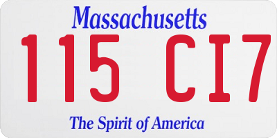 MA license plate 115CI7