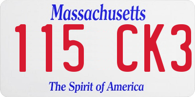 MA license plate 115CK3