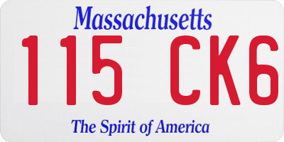 MA license plate 115CK6