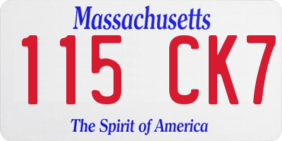MA license plate 115CK7