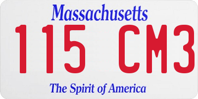 MA license plate 115CM3