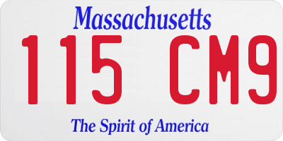 MA license plate 115CM9