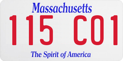 MA license plate 115CO1
