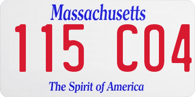 MA license plate 115CO4