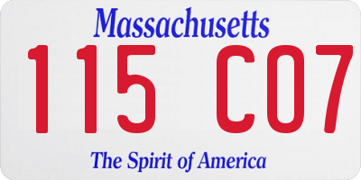 MA license plate 115CO7