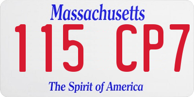 MA license plate 115CP7