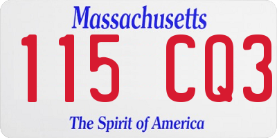MA license plate 115CQ3