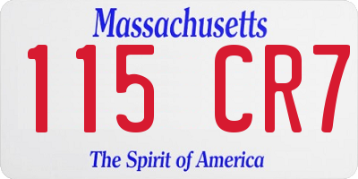 MA license plate 115CR7