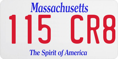 MA license plate 115CR8