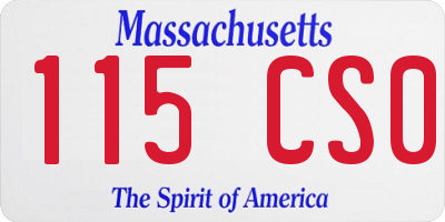 MA license plate 115CS0