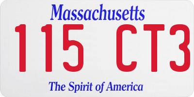 MA license plate 115CT3
