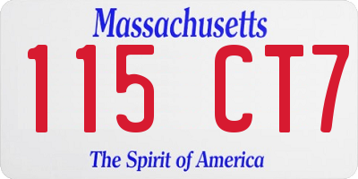 MA license plate 115CT7