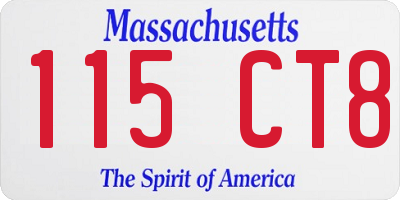 MA license plate 115CT8