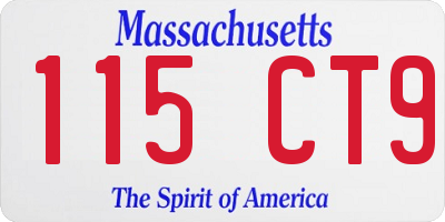 MA license plate 115CT9