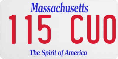 MA license plate 115CU0