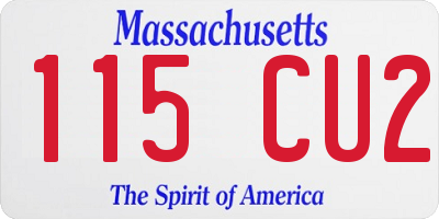 MA license plate 115CU2