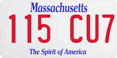 MA license plate 115CU7