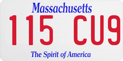 MA license plate 115CU9