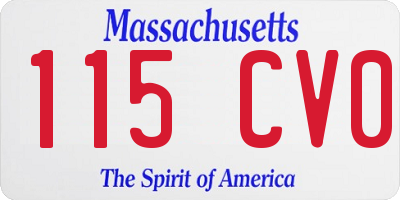 MA license plate 115CV0