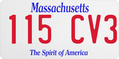MA license plate 115CV3
