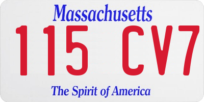 MA license plate 115CV7