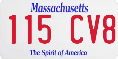 MA license plate 115CV8